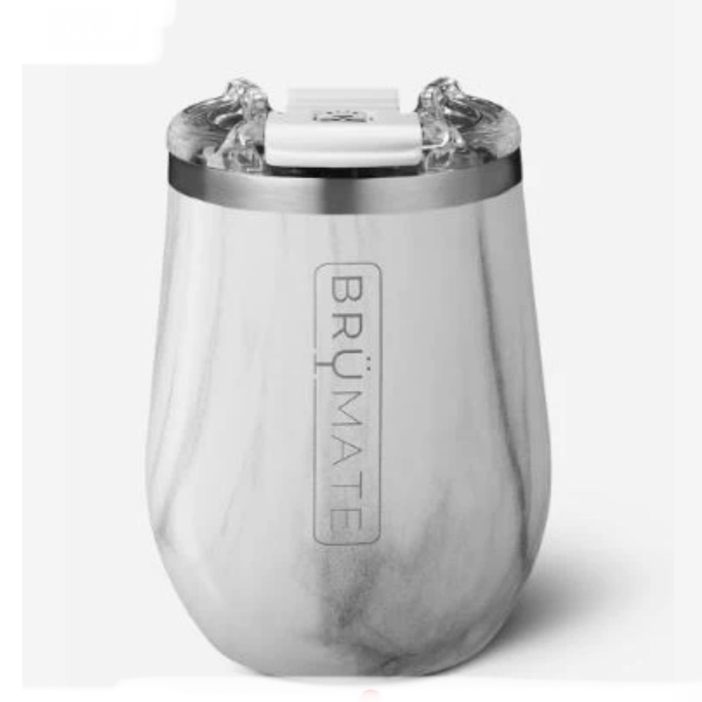 NEW! BRUMATE Carrara Uncork’d XL 14oz Wine Cup w/ BevLock Non-Spill Lid NWT